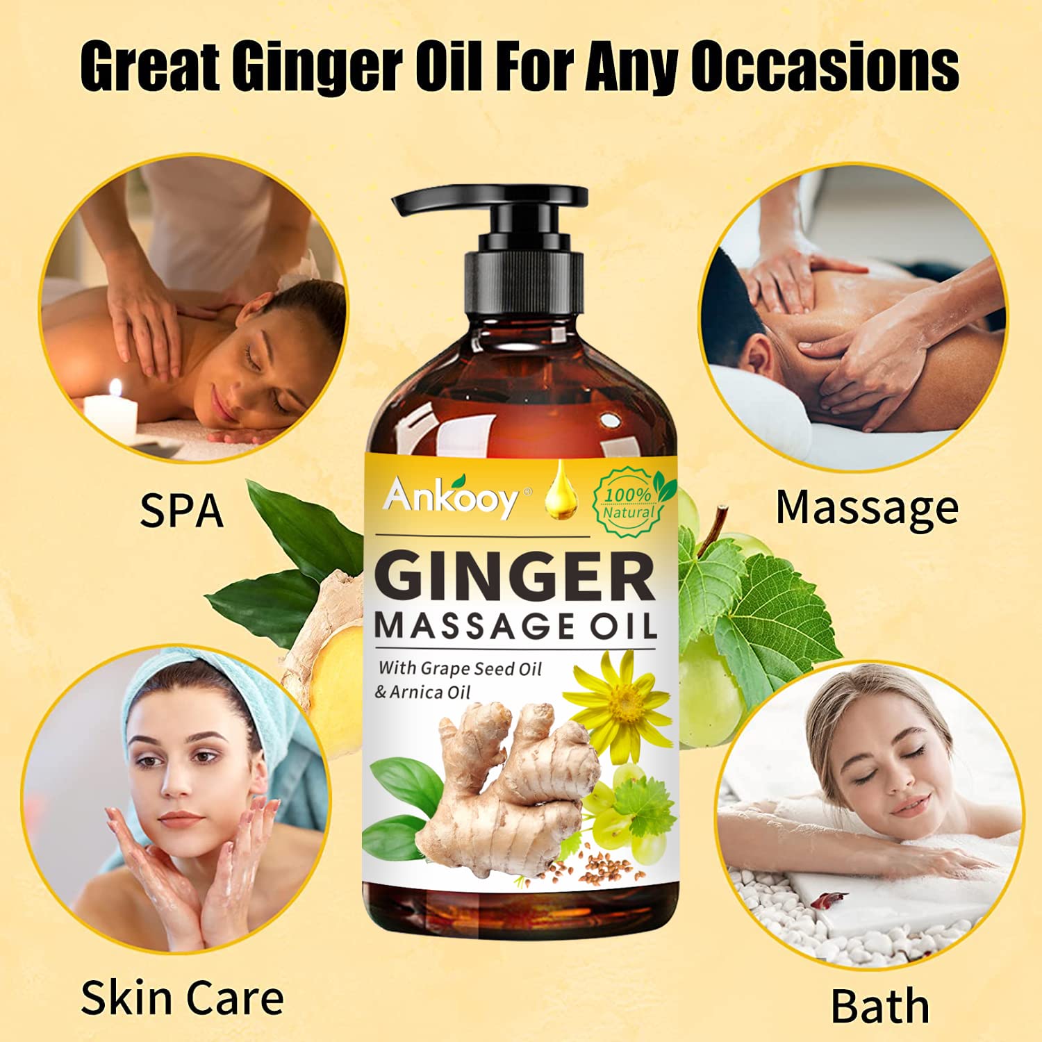 Ginger oil for lymphatic drainage application