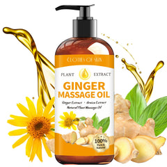 Ginger oil massage therapy bottle with warm glow