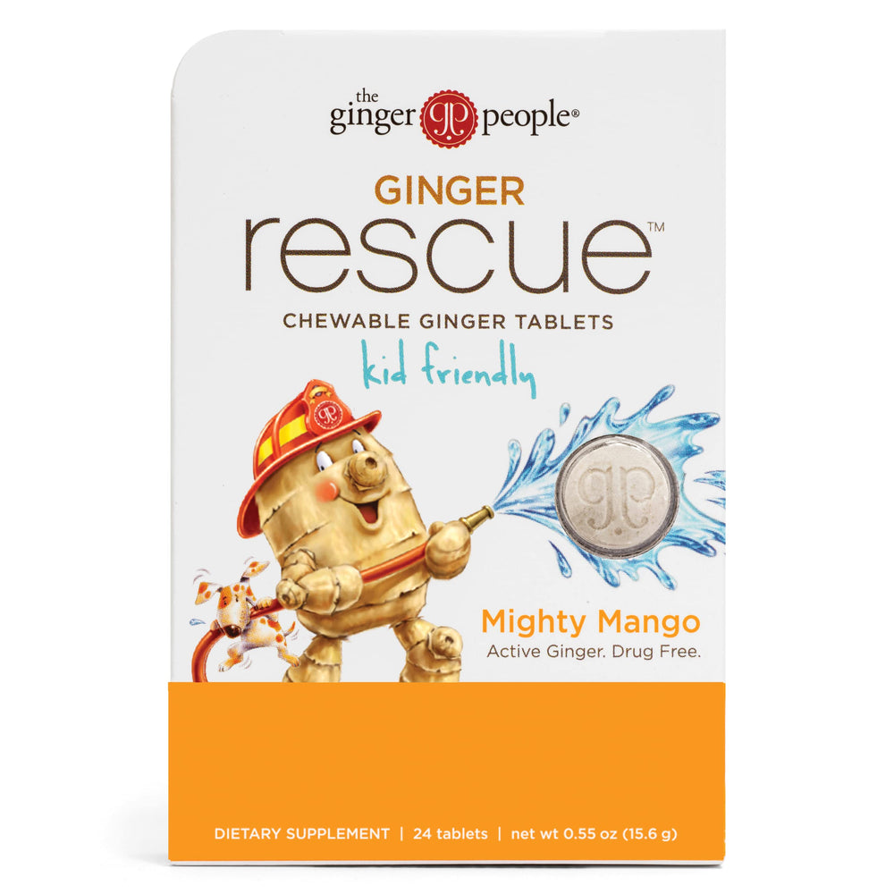 Ginger Rescue Chewable Tablets Mighty Mango flavor packaging