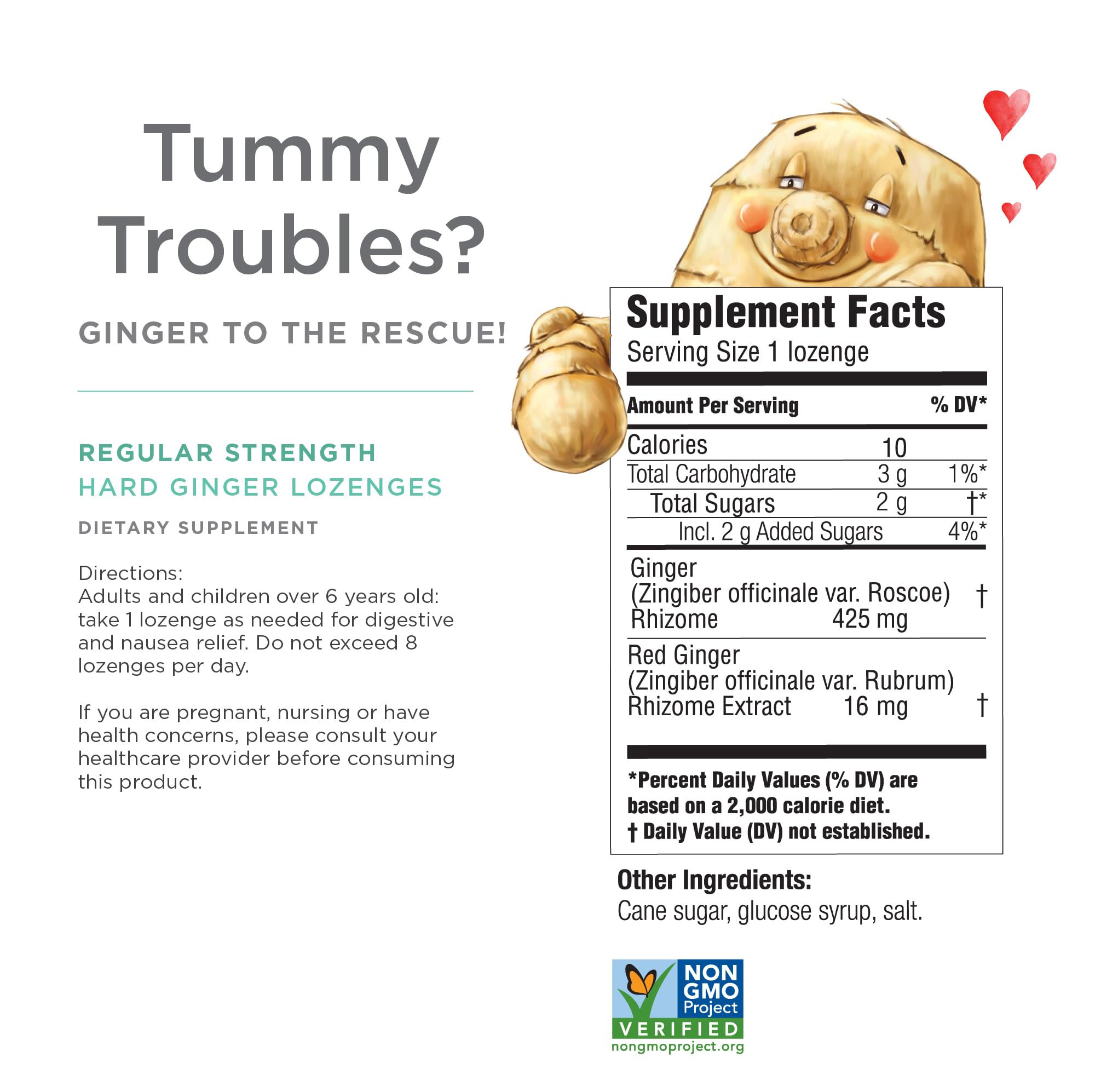 Close-up of Ginger Rescue Digestive Wellness Lozenges Regular Strength 425mg