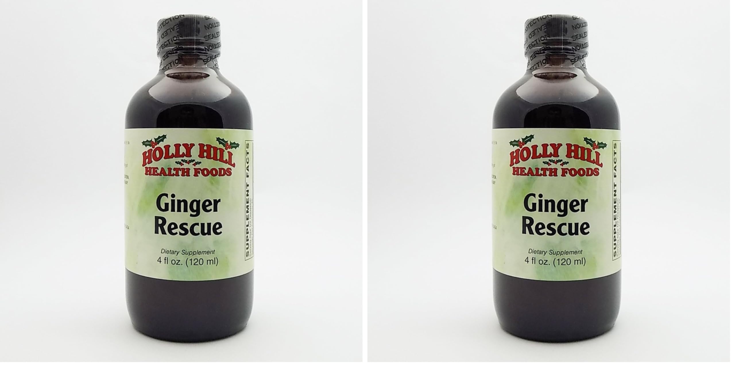 Holly Hill Health Foods Ginger Rescue Syrup 4oz bottle in a pack of 2