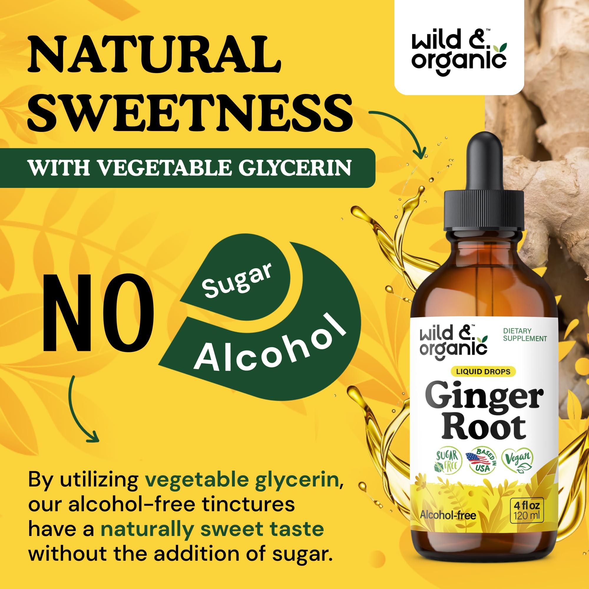 Ingredients include ginger root extract and vegetable glycerin
