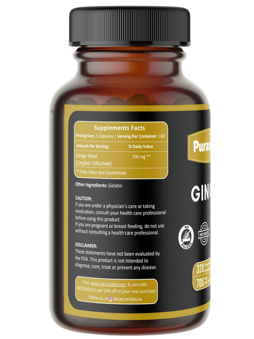700 mg per serving label on ginger capsules