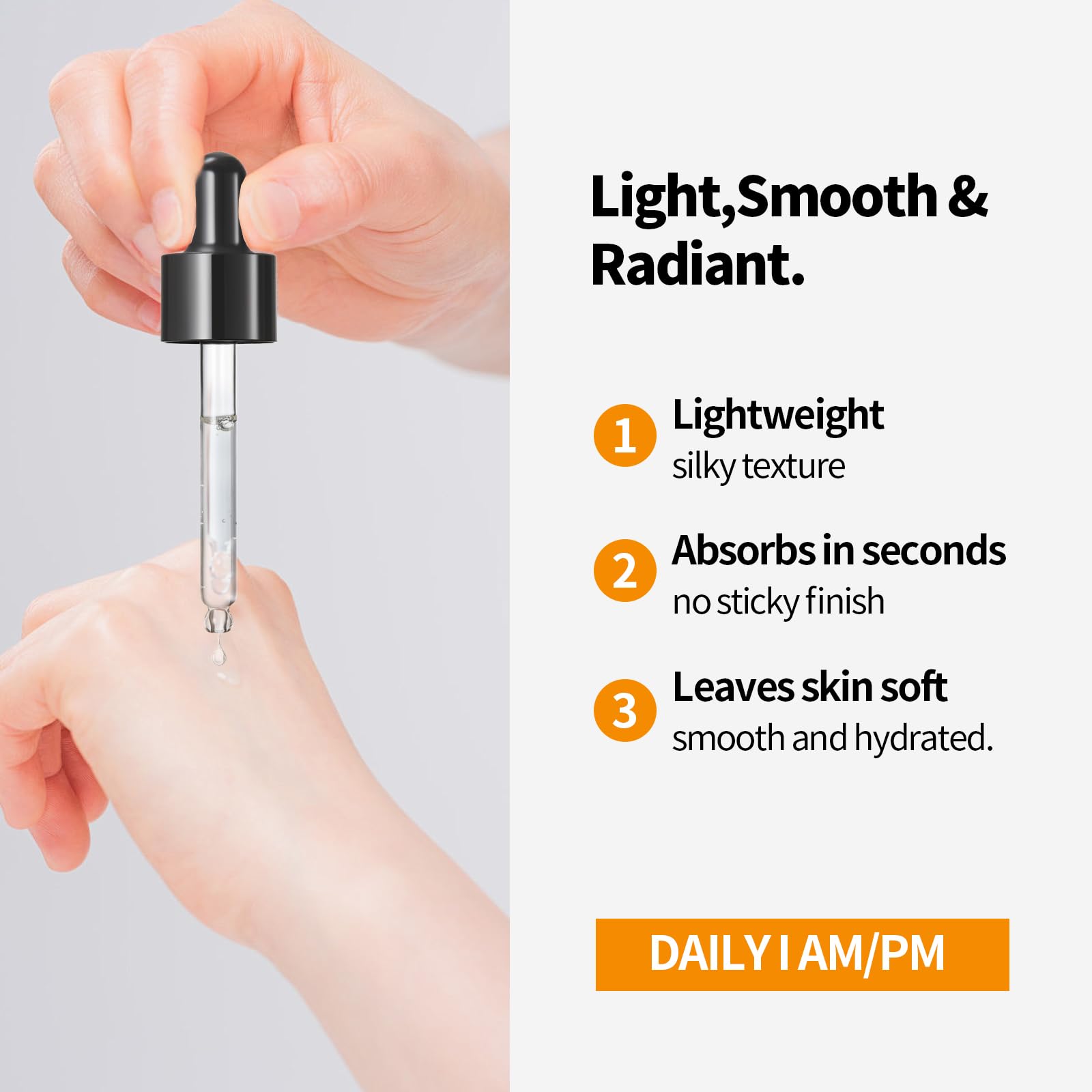 GINILOO serum texture close-up reveals lightweight, non-greasy hydration