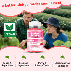 Bottle of Ginkgo Biloba Gummies with Raspberry flavor