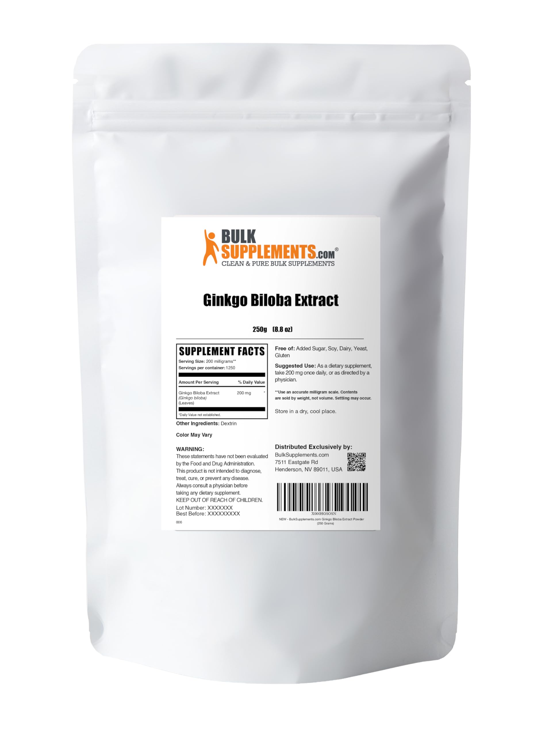 Ginkgo Biloba powder ingredients close-up