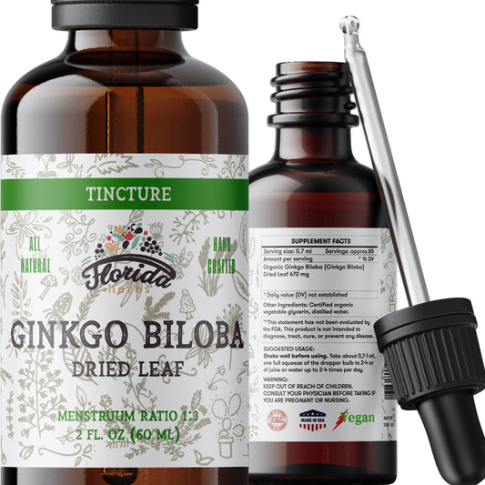 Ginkgo Biloba Tincture bottle with 2 oz label