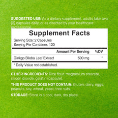USA made badge on Ginkgo Biloba bottle