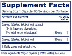 Close-up of ginkgo leaf extract label