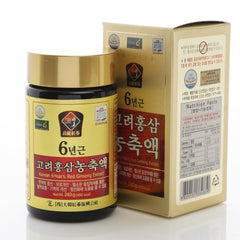 Front view of 240g glass bottle of 6-year Korean Red Ginseng Extract