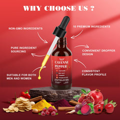 Ginseng and Ceylon cinnamon alongside cayenne pepper drops