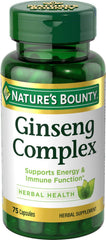 Bottle of Nature's Bounty Ginseng Complex Capsules, 75-count
