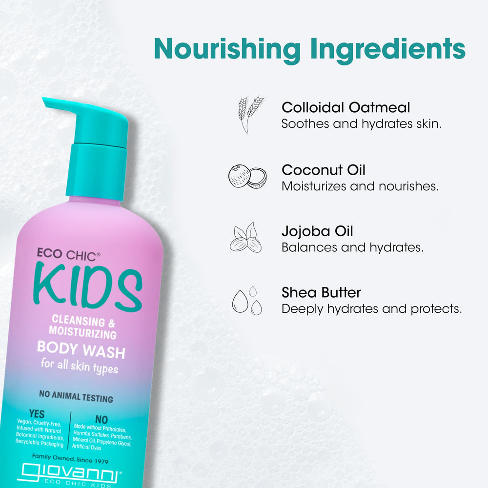 GIOVANNI Eco Chic KIDs Body Wash being used in shower