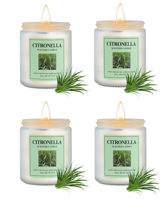 GITRANG 4-pack citronella candles in frosted jars, 7.7 oz each