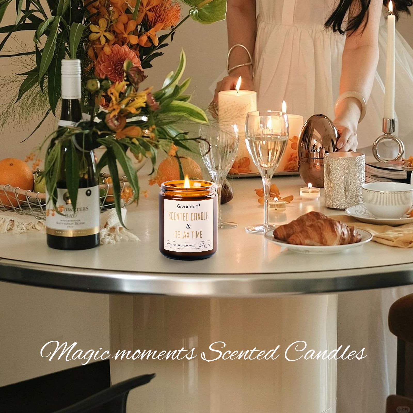 Candle with Lead-Free Cotton Wick and 50-Hour Burn Time