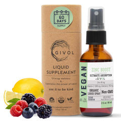 Front view of GIVOL Organic ZINC Boost Mist bottle