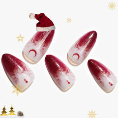 GLAMERMAID red ombre press-on nails in almond shape for bold, quick manicures.