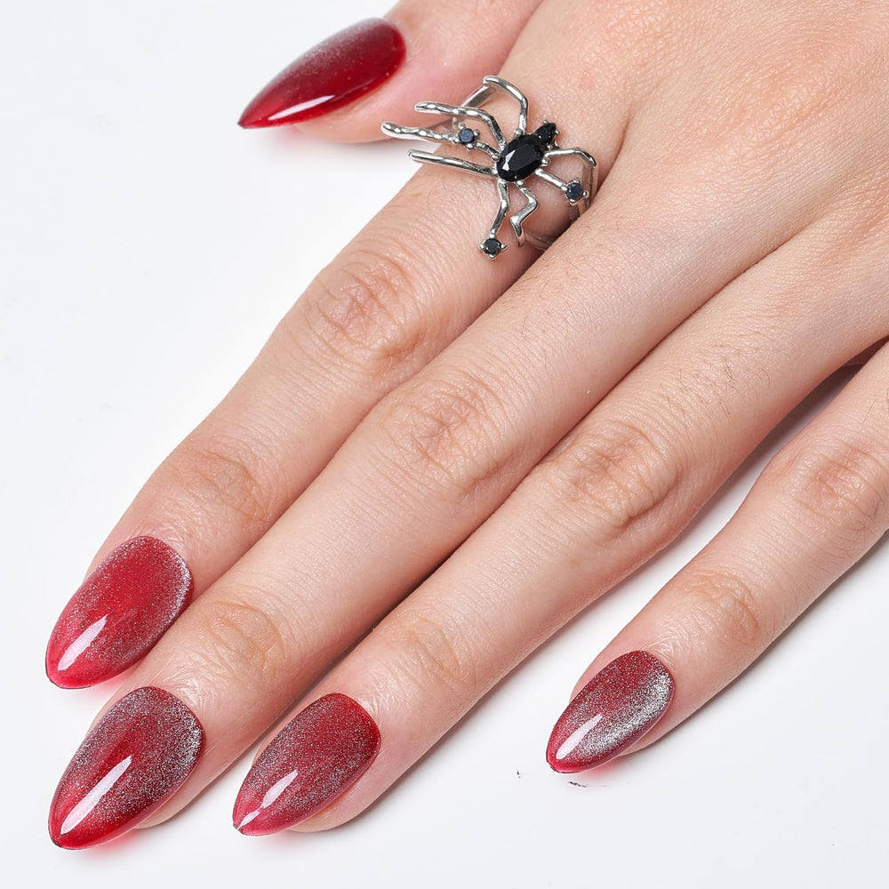 GlamerMaid scarlet medium oval nails provide versatile wear for everyday and events.