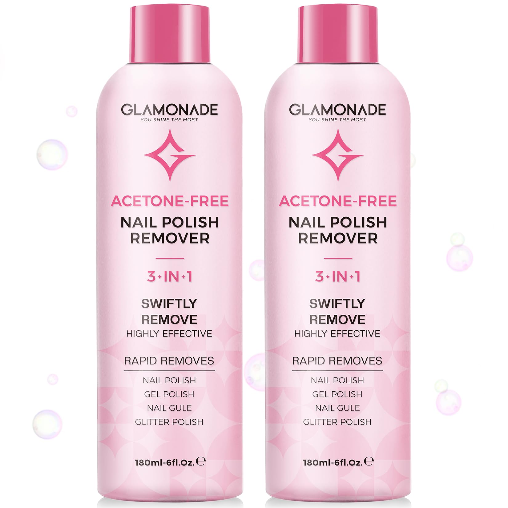 Glamonade gel remover bottle pour for precise application and quick lift.