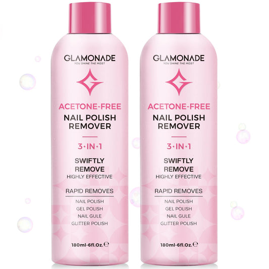 Glamonade gel remover bottle pour for precise application and quick lift.