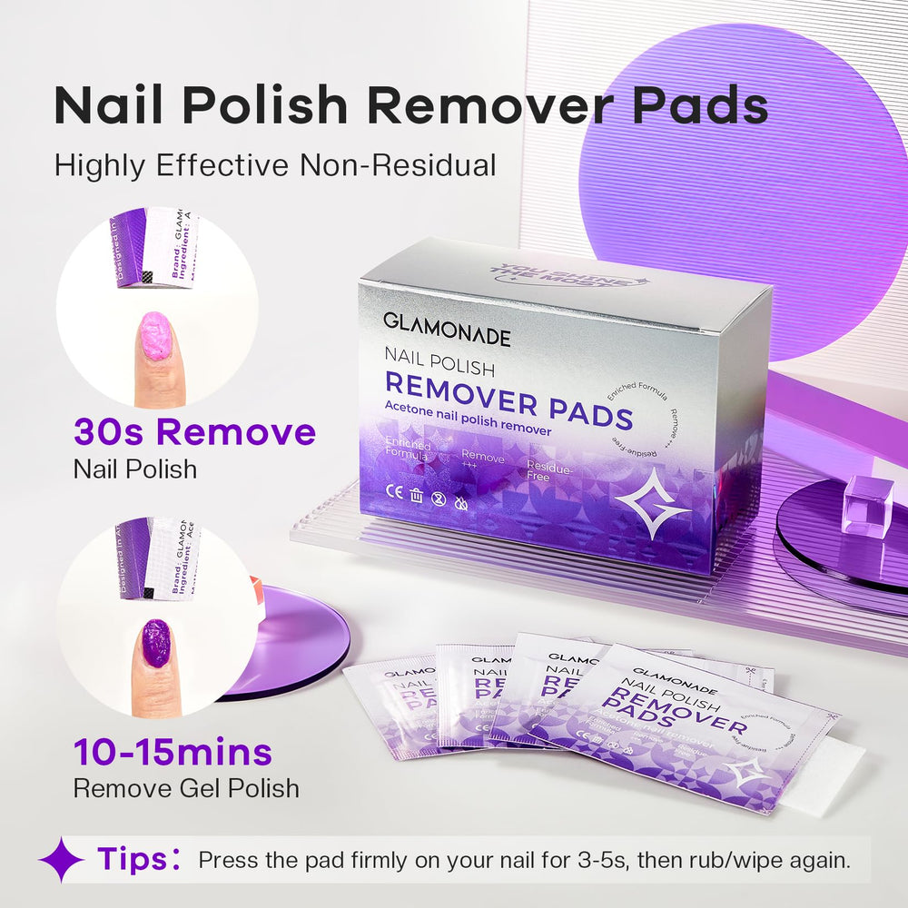 Glamonade pad dissolving stubborn polish without residue