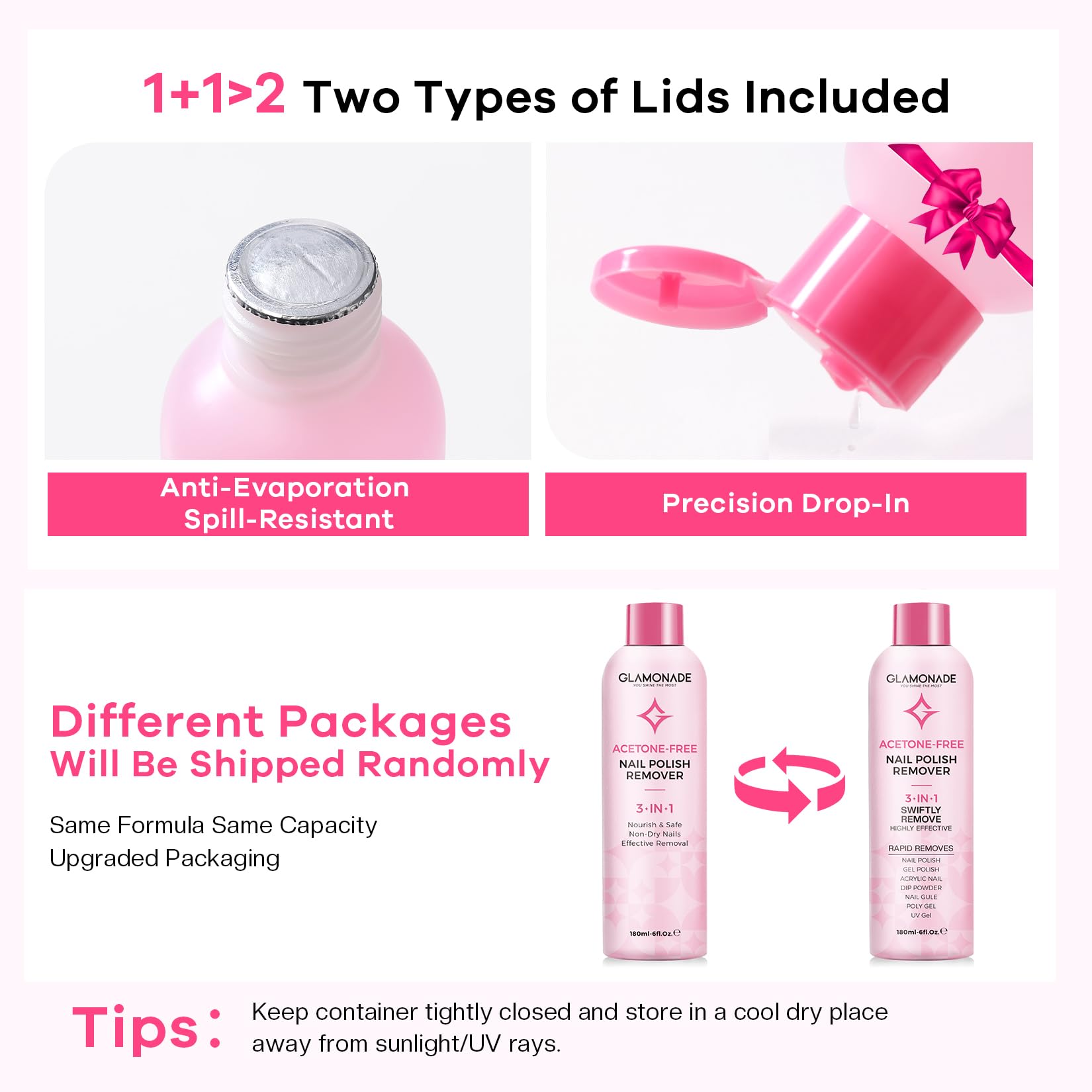 Glamonade travel-friendly 6 oz bottle for on-the-go polish removal.