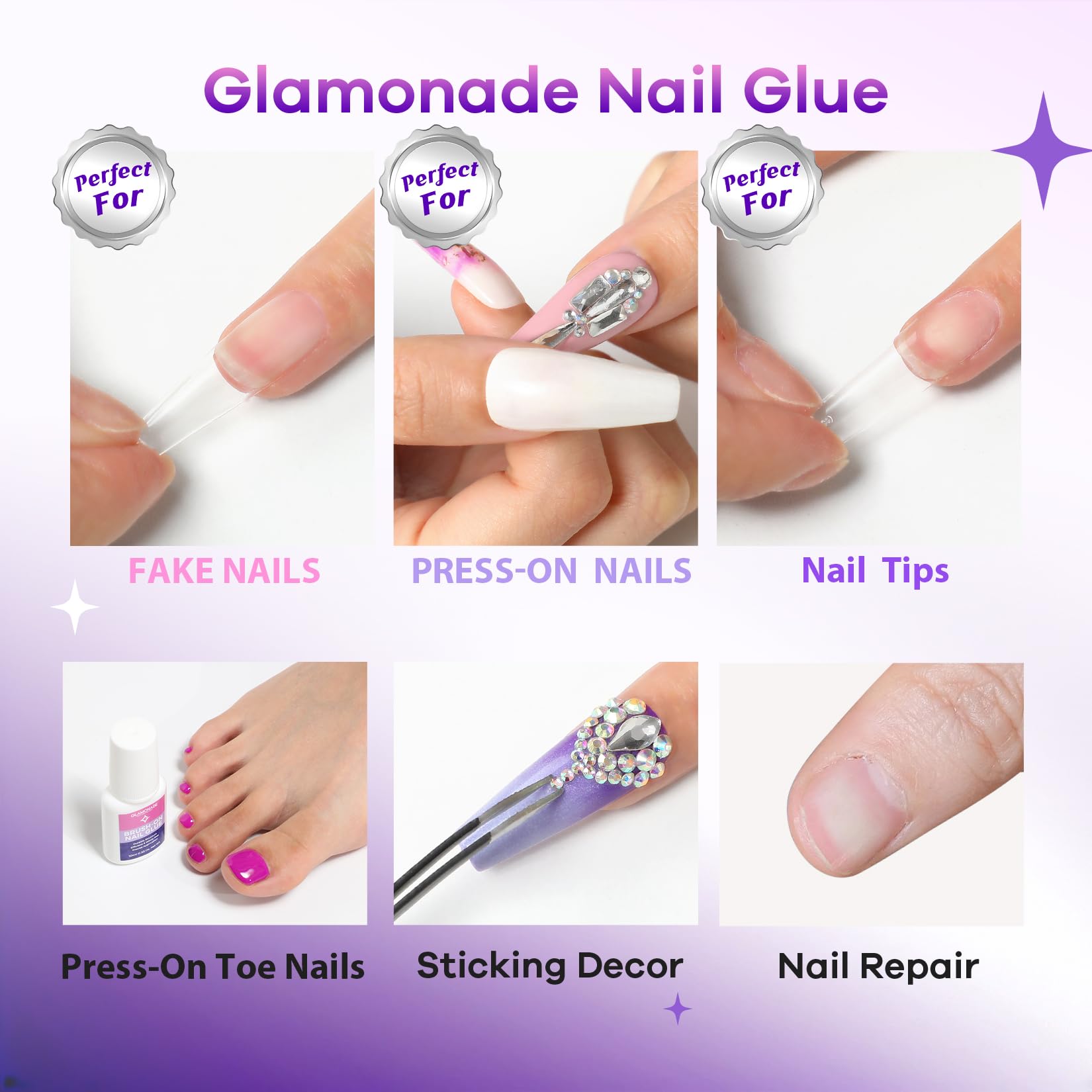 Glamonade travel-friendly packaging fits cosmetic bag for on-the-go nails.