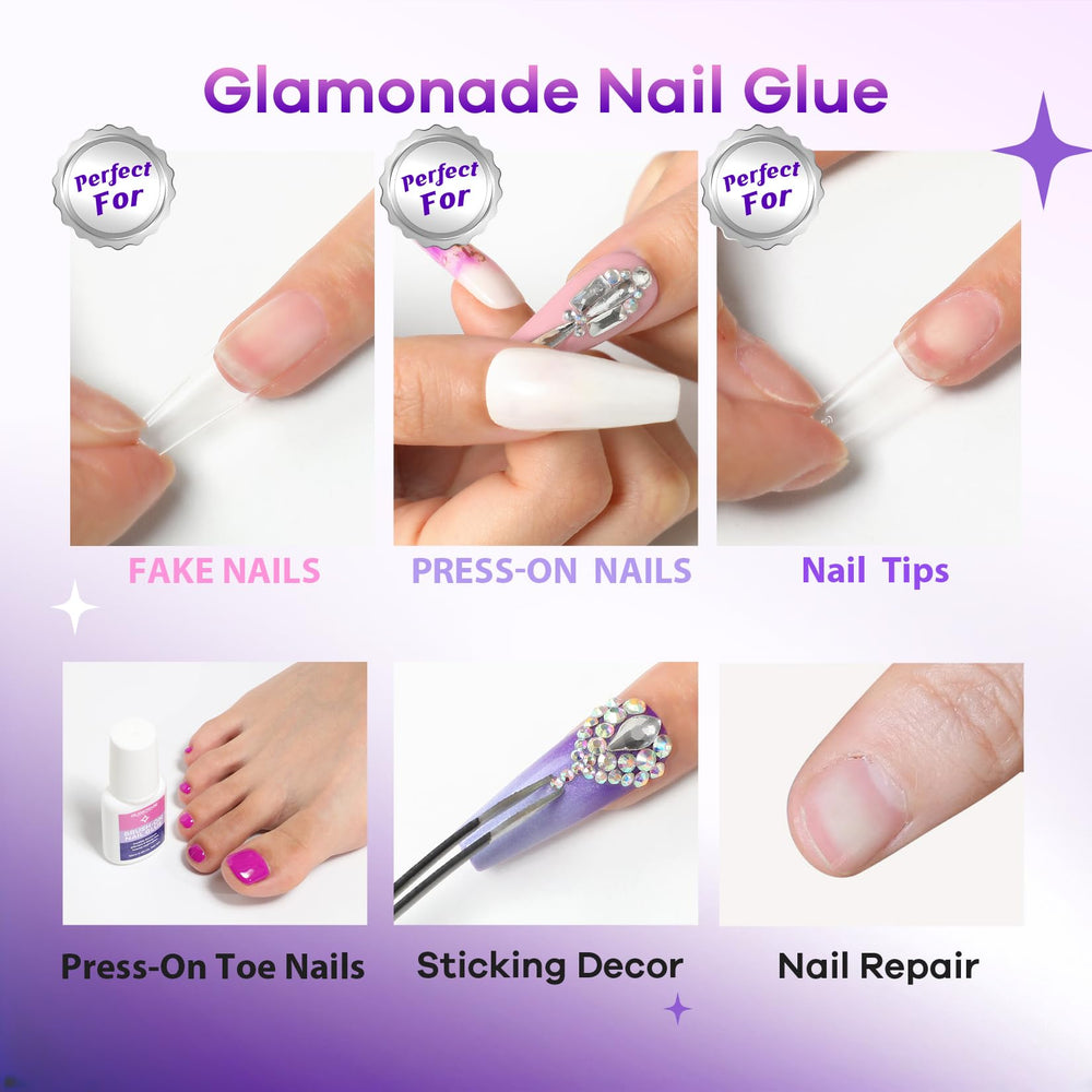 Glamonade travel-friendly packaging fits cosmetic bag for on-the-go nails.