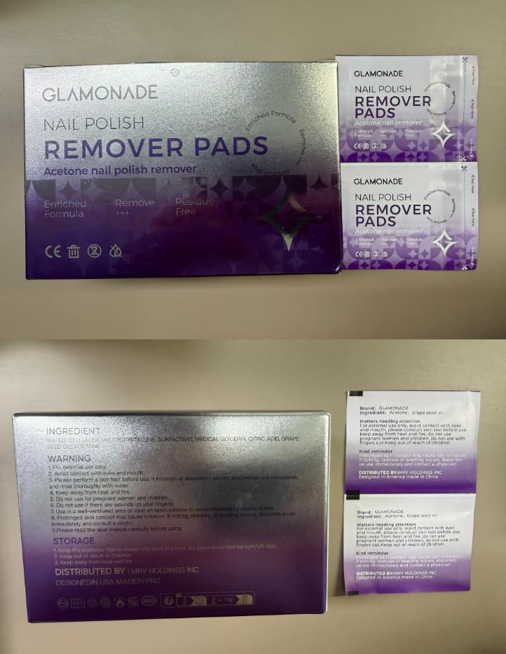 Glamonade travel-friendly polish remover pads in a compact package