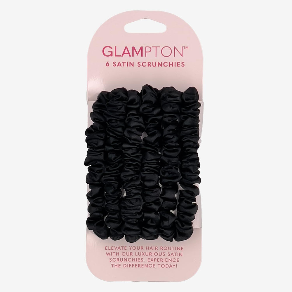 Glampton Satin Scrunchies close-up texture, smooth and frizz-resistant for daily wear.