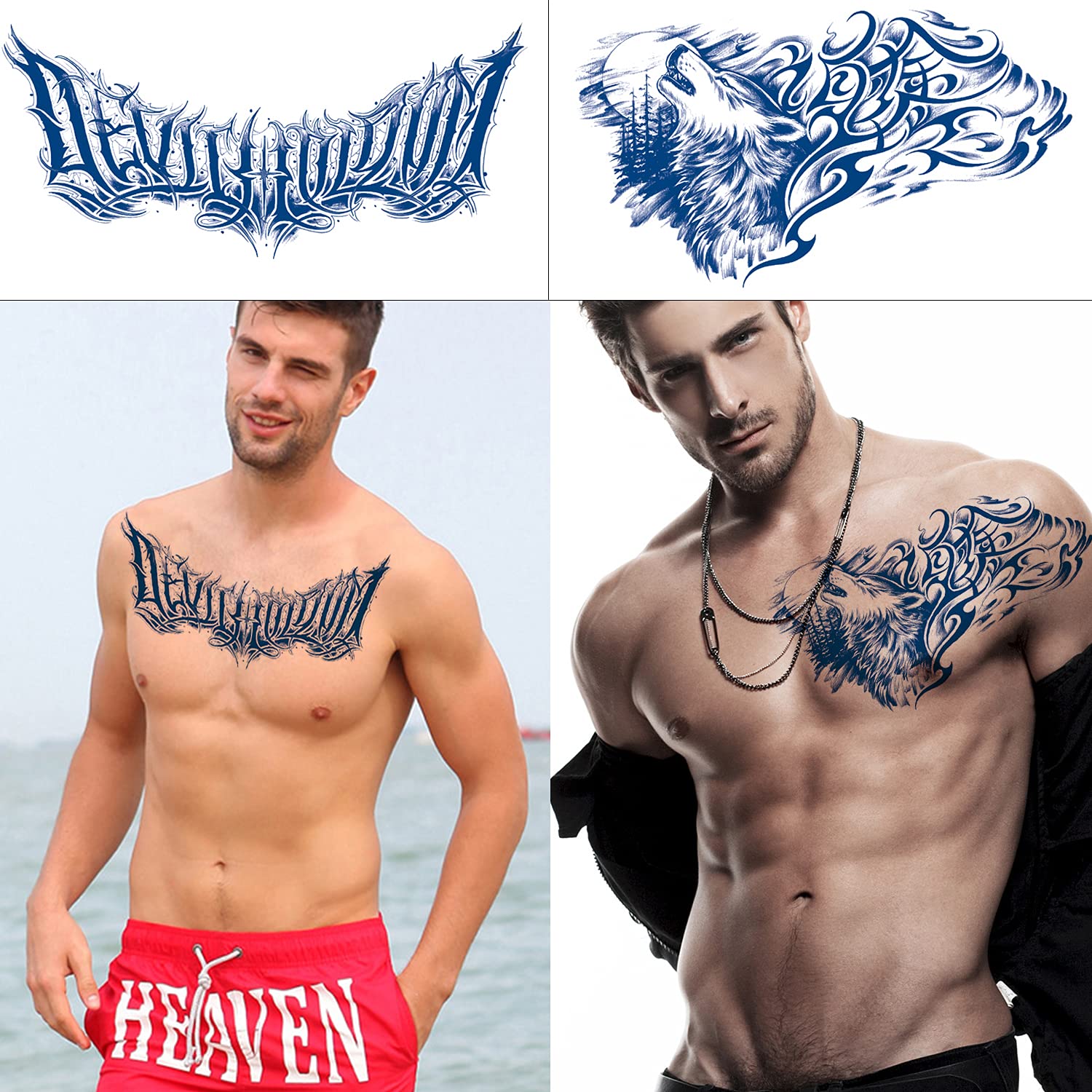 Glaryyears wings-and-letters tattoo sheet for striking, personalized body art.