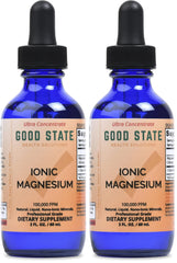 Glass bottle packaging for Good State Liquid Ionic Magnesium Ultra Concentrate, pack of 2