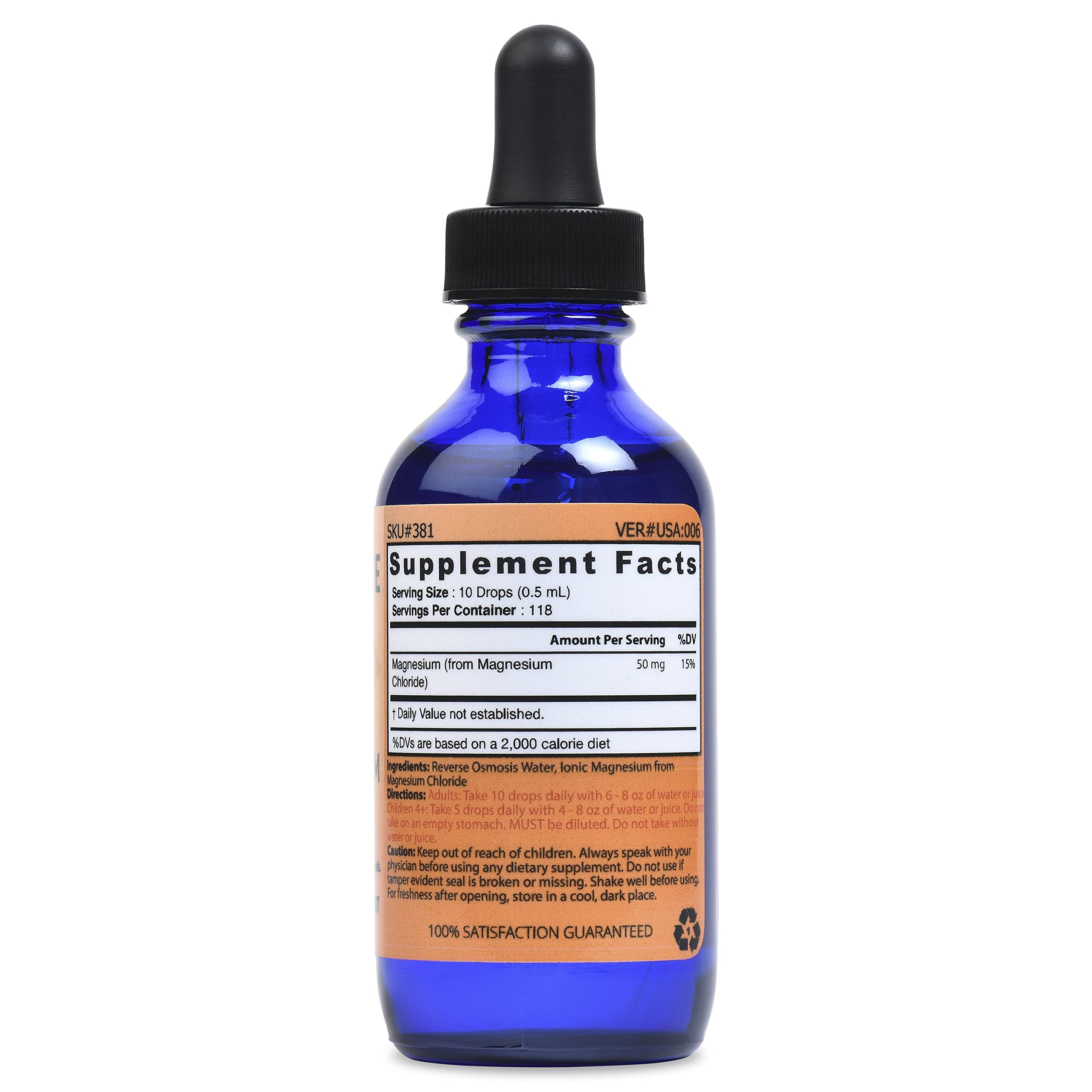 Dropper included with glass bottle magnesium supplement for easy dosing
