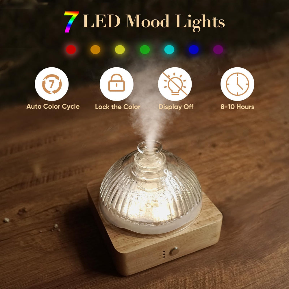 Whisper-quiet ultrasonic diffuser releasing mist