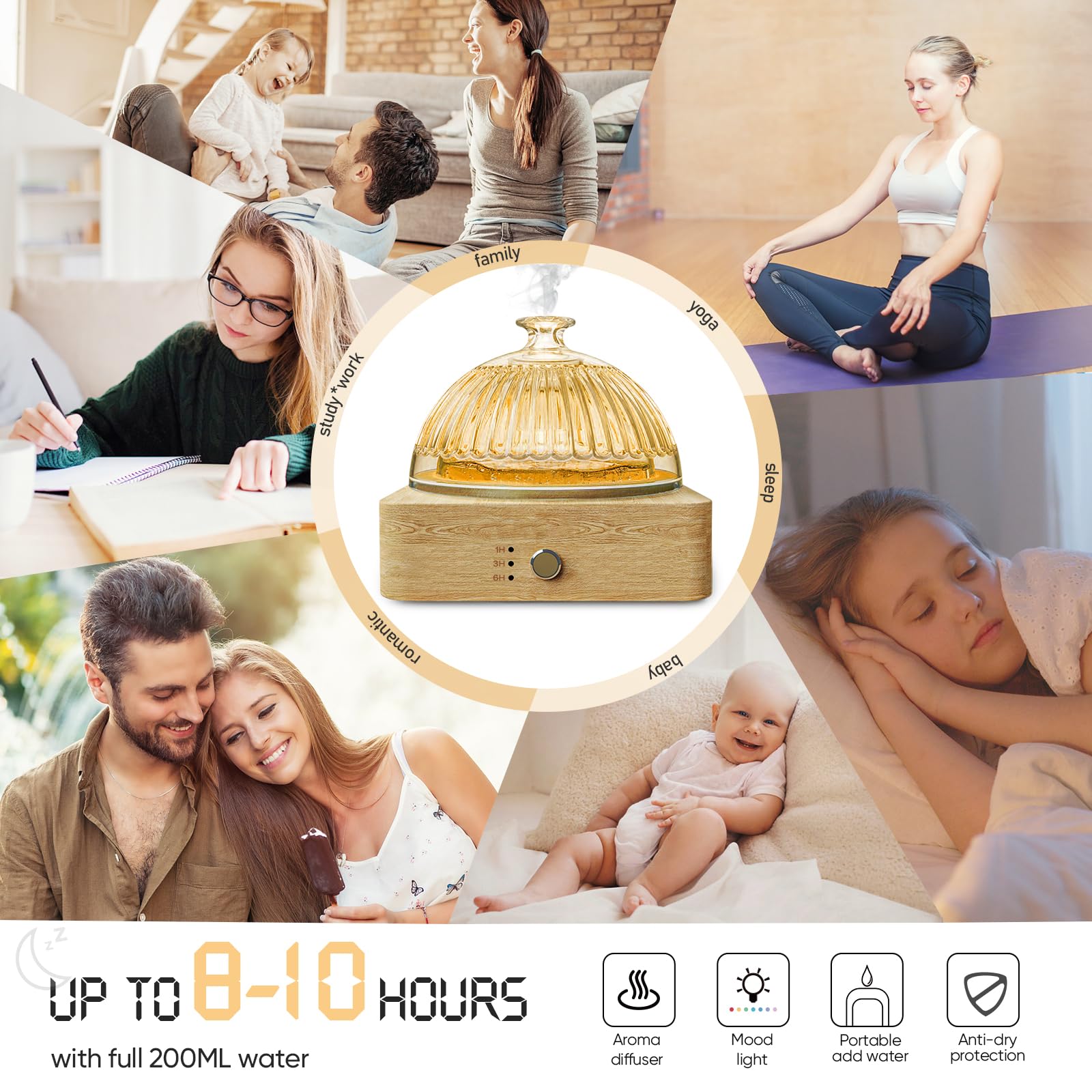 All-in-one aroma diffuser for home, office, yoga and spa