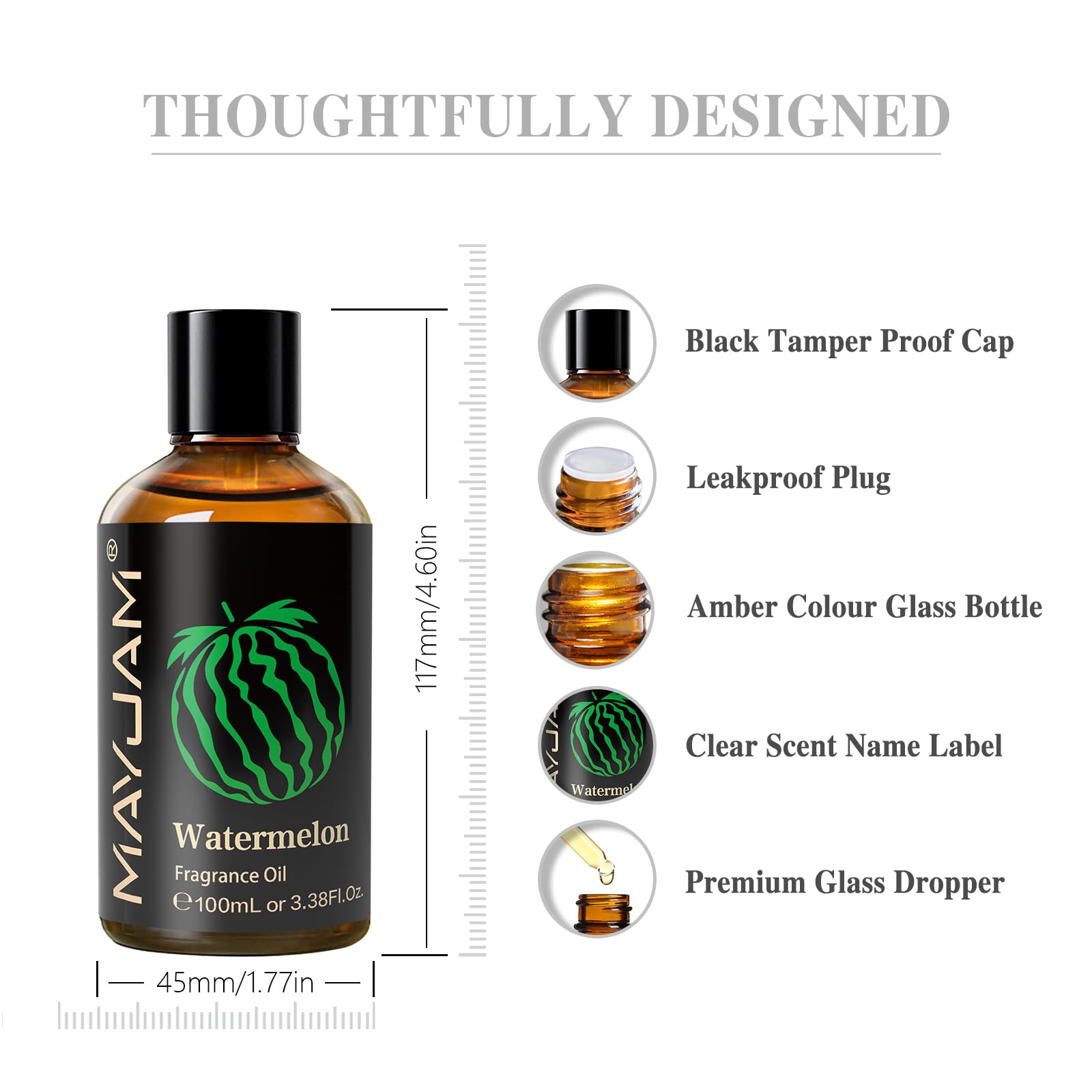 Close-up of glass dropper with watermelon fragrance oil