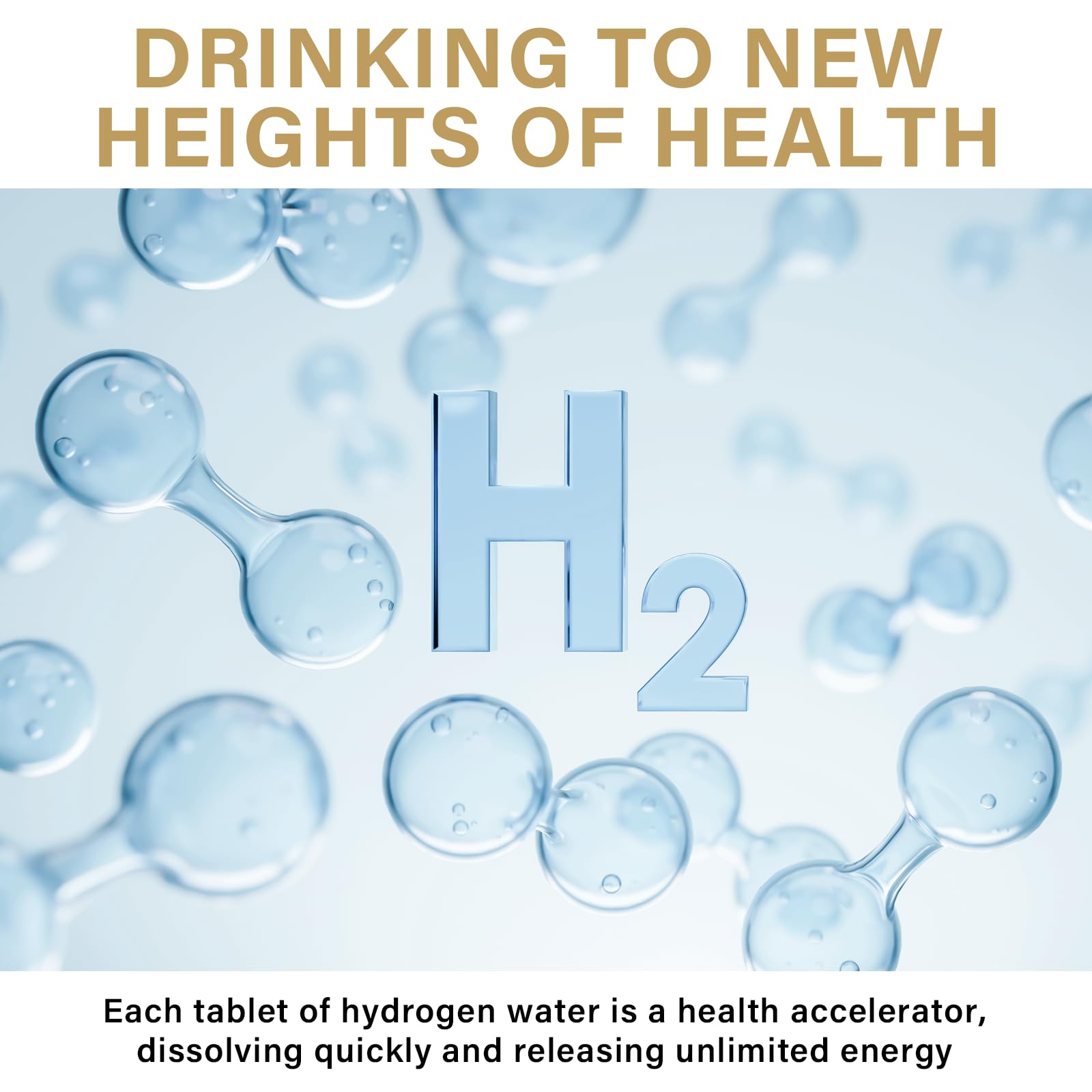 Glass with a dissolving hydrogen tablet in water