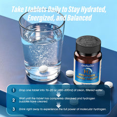 Glass of hydrogen-rich water after tablet dissolves