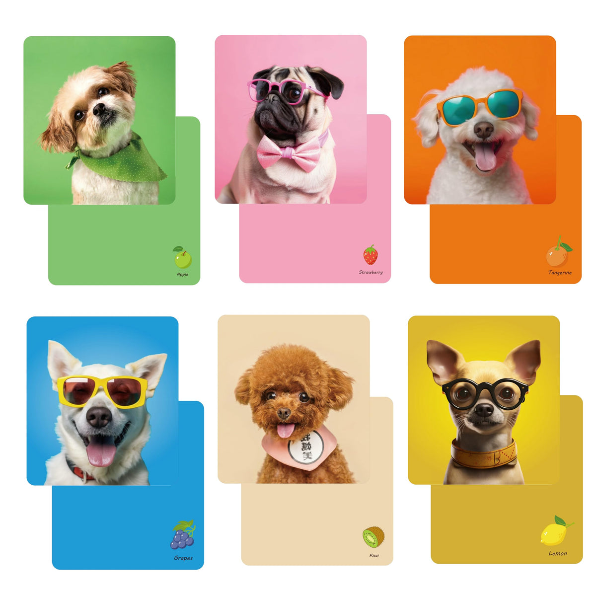 Multicolor double-sided eyeglasses cleaning cloth with puppy pattern – 6x7 inches