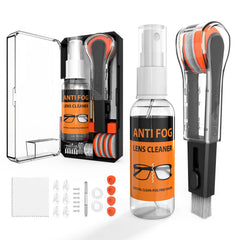 Portable glasses cleaner tool with dual-sided microfiber cloths