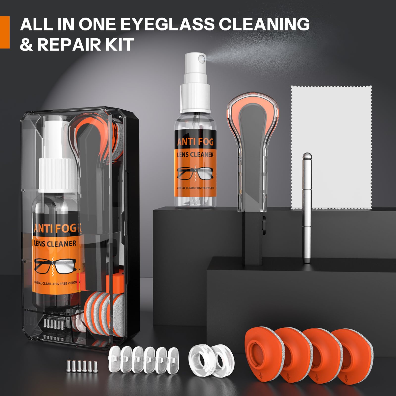 Carrying case for 8-in-1 glasses cleaning kit