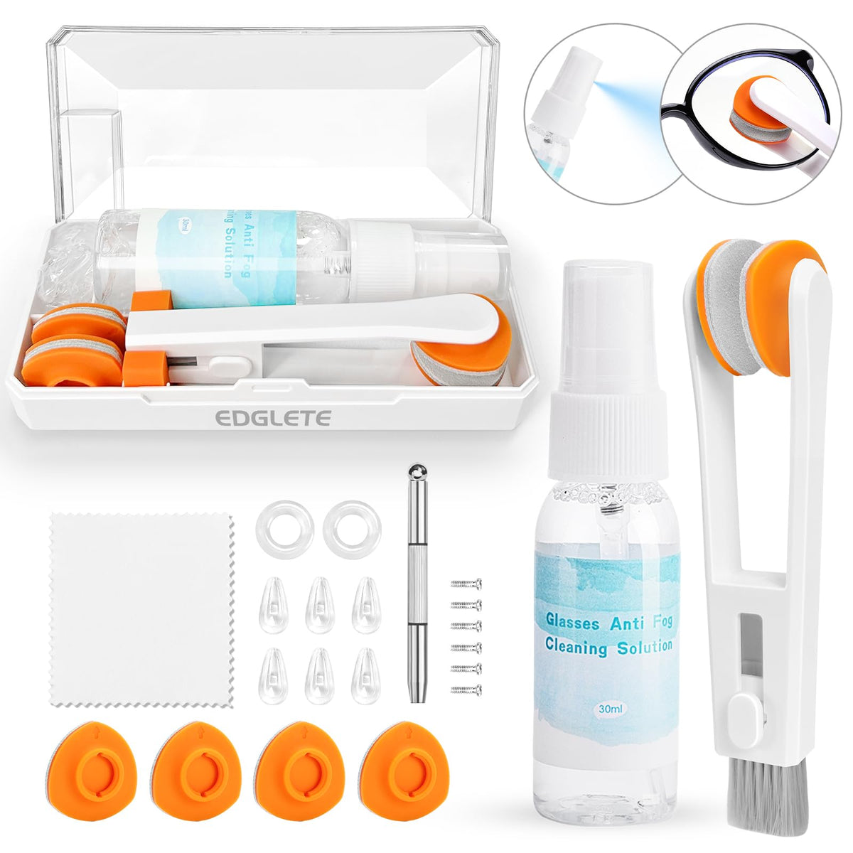 Glasses cleaner kit with portable case