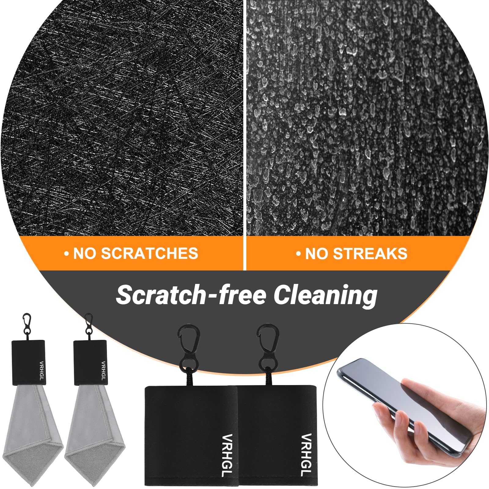 Glasses cleaning kit featuring clip-on pouch for on-the-go use