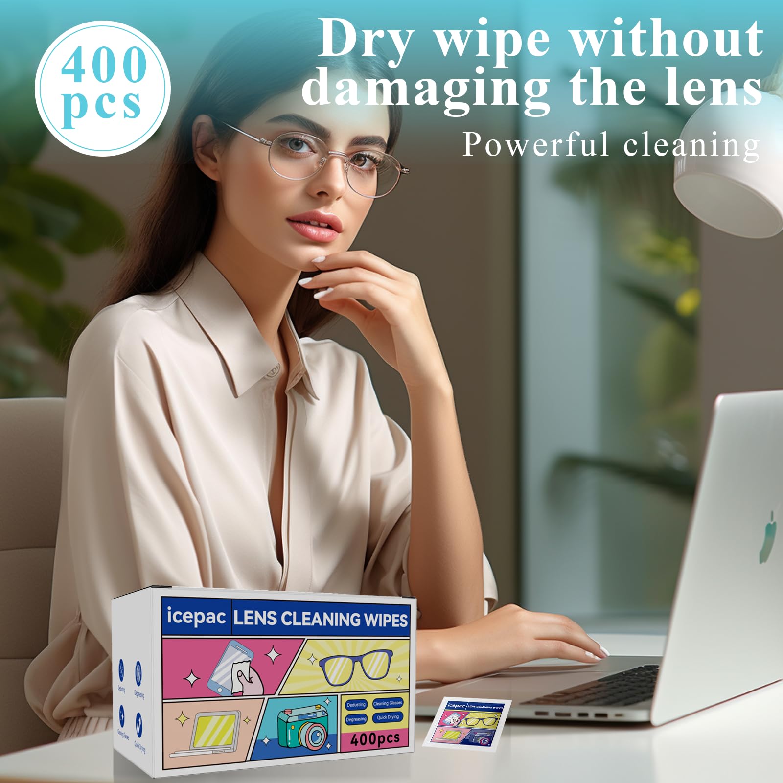 Coated-lens safe eye glass lens cleaner wipes