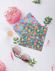 Durable lightweight microfiber cleaning cloths with vibrant tulip patterns