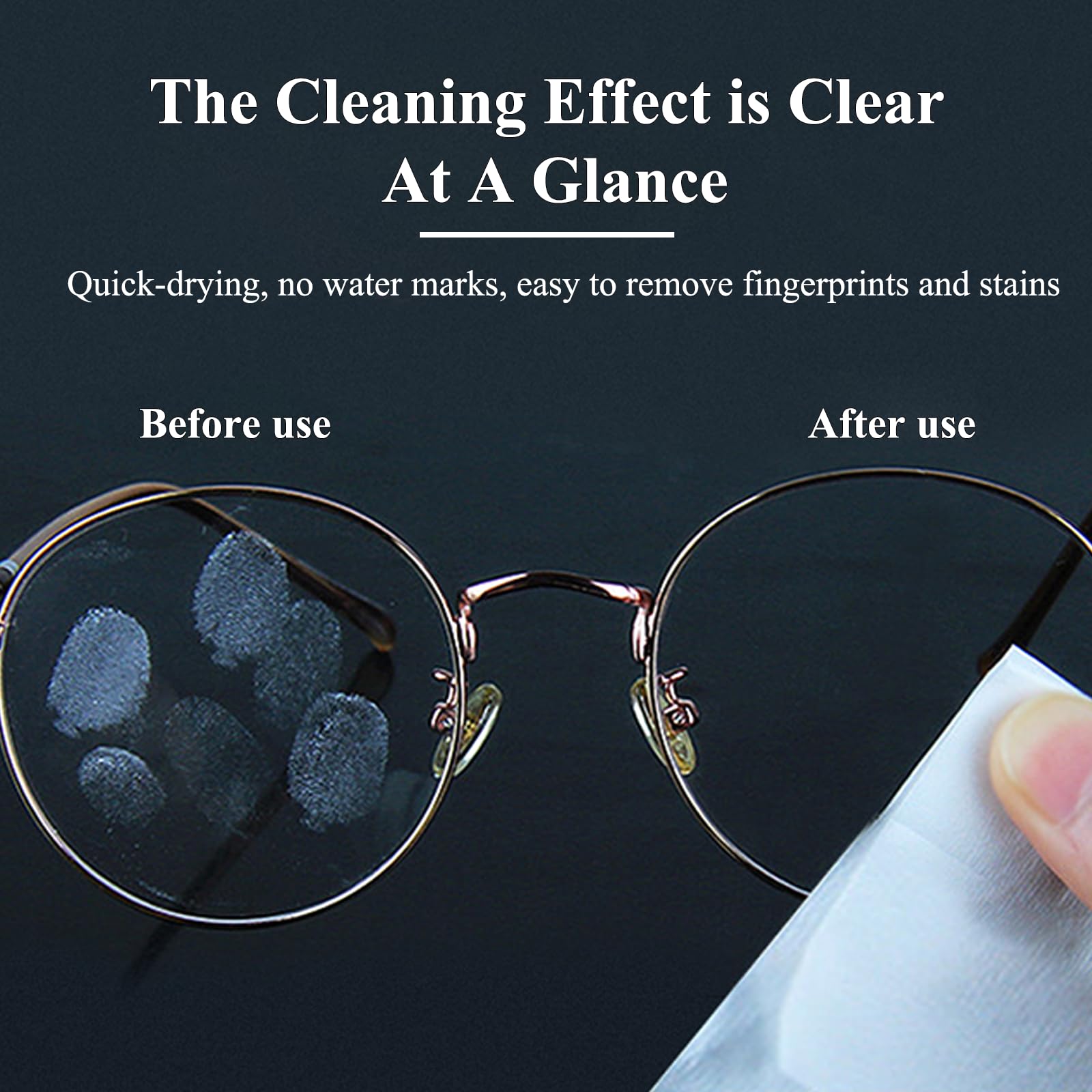 Wipe being used on eyeglasses