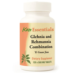 Front view of Glehnia and Rehmannia Combination 120 tabs bottle by Kan Essentials