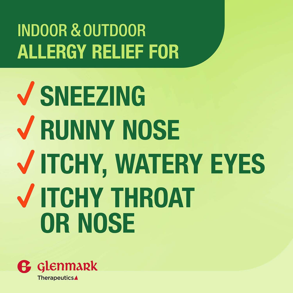Glenmark Therapeutics cetirizine tablets in blister aid travel-friendly allergy control.