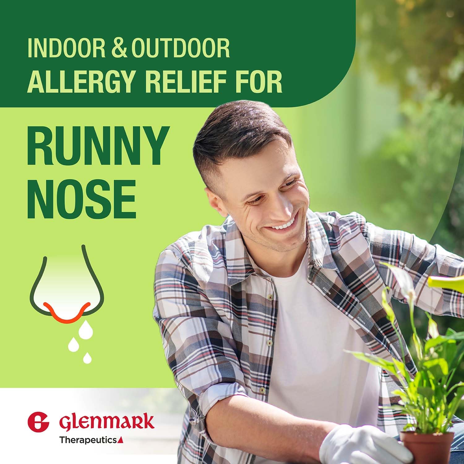 Glenmark Therapeutics bottle with glass signaling portable allergy relief.