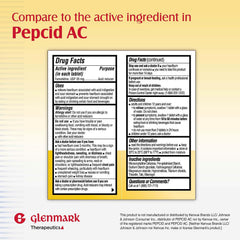 Glenmark Therapeutics famotidine 20mg tablets back with dosage details for safe use.